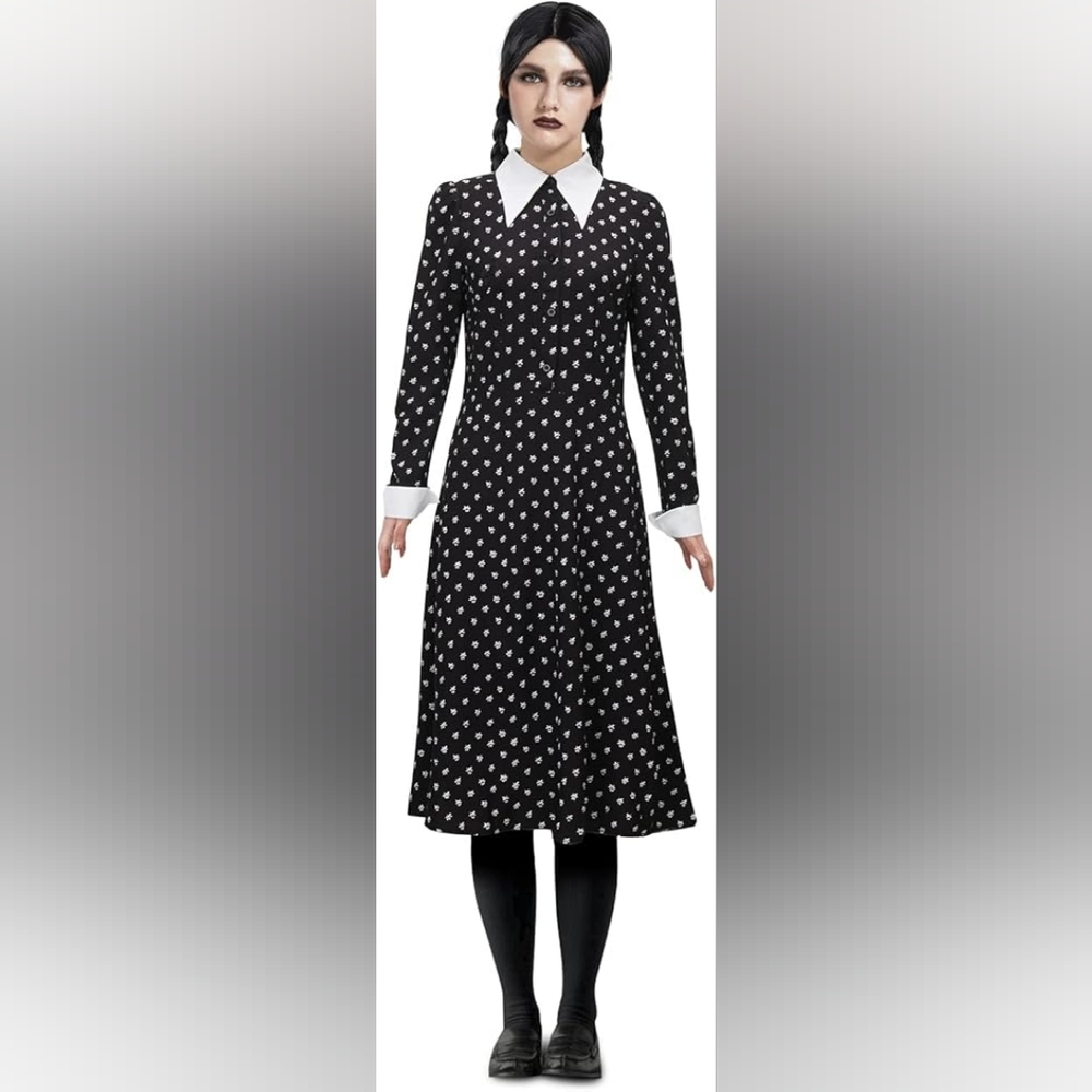 Wednesday Adams Dress and Wig Halloween Costume XL